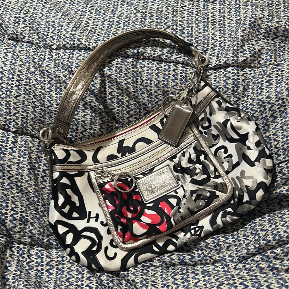 Coach Poppy Floral Graffiti Shoulder Bag Handbag Purse 14734